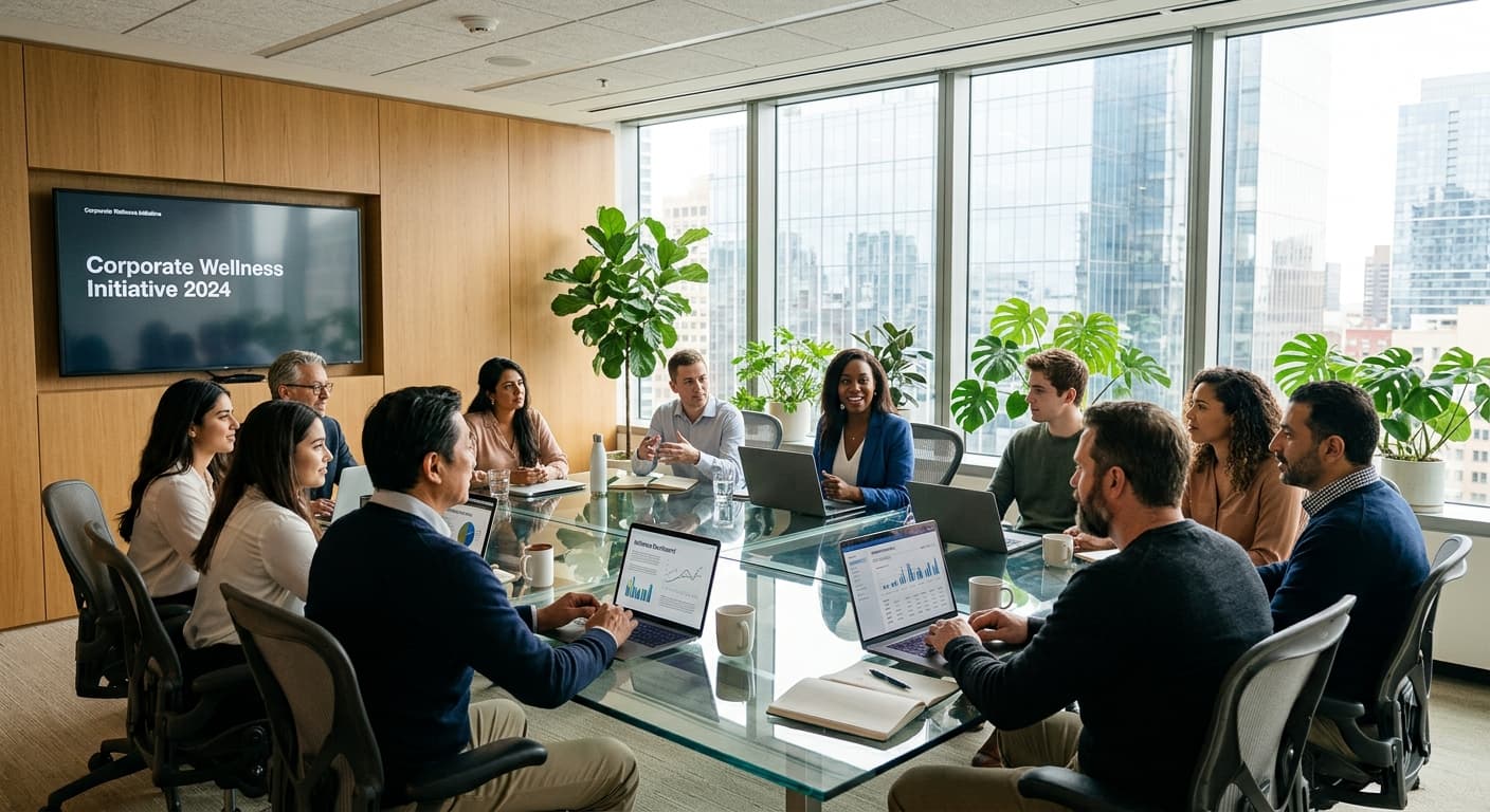 Team collaborating in a modern office